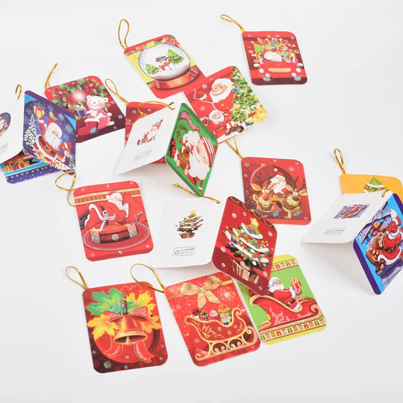 16 шт./компл. Рождественская поздравительная открытка красивые XMS дерево орнамент