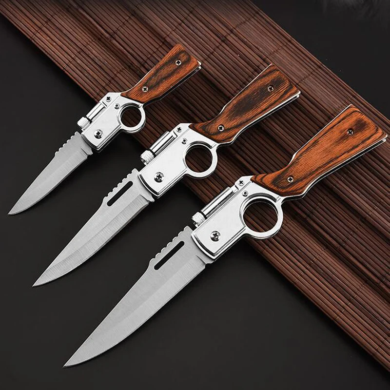 

(S M L) 3pcs/lot, Folding Knife Survival Tactical Knife Hunting Wood Handle Camping Pocket Utility Knives EDC Outdoor Multi Tool