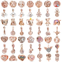 new fashion charm original rose gold series bear love rose beads suitable for original pandora ladies bracelet jewelry gift