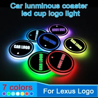 2pcs led car cup holder coaster for lexus logo light for gs300 is250 nx rx330 ct200h is250 rx300 ux rx350 lx470 accessorie