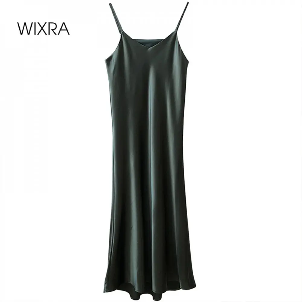 Женское блестящее атласное платье Wixra элегантный сарафан с v-образным вырезом
