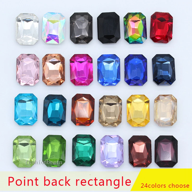Shiny 6-27MM 24-Colors Rectangle Rhinestones Crystal Glass Octagon Point Back Re-Octagon For Jewelry Garment Accessories | Дом и сад