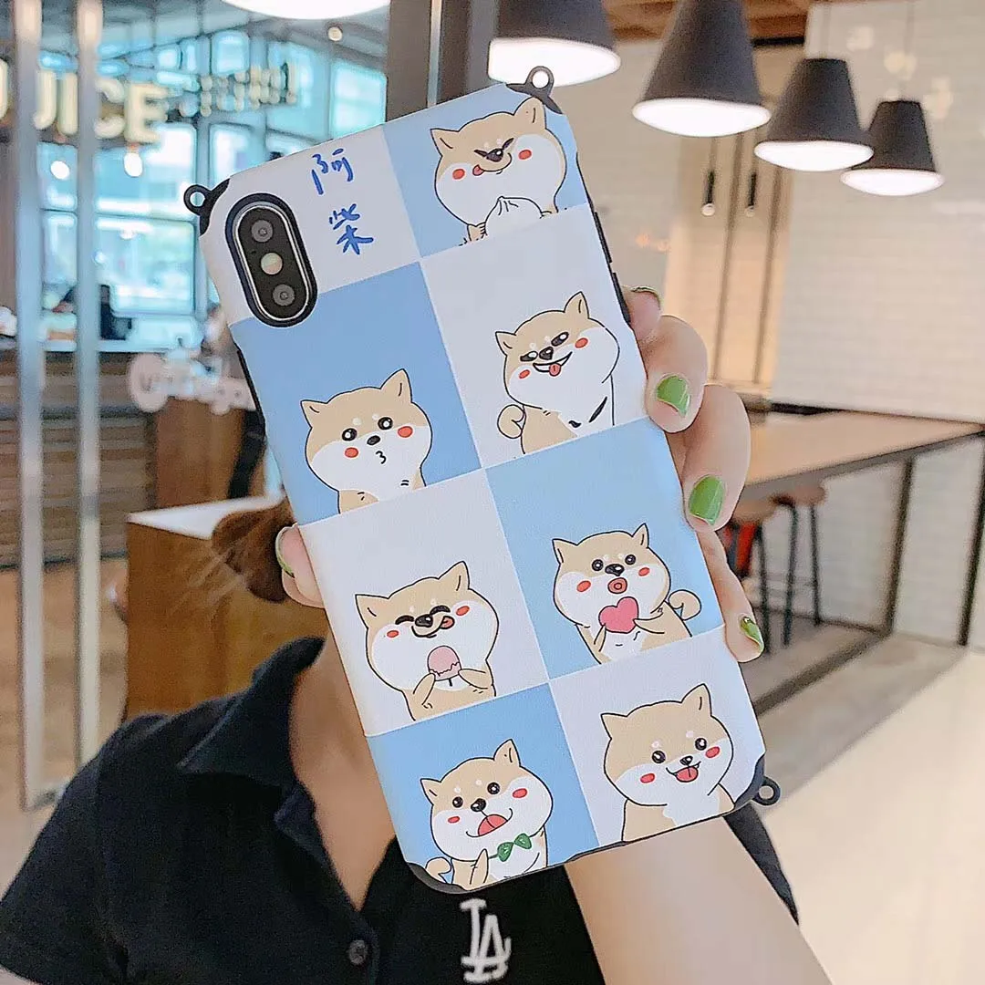 Style11-SixDog Ремешок шнур цепь шейный ремешок чехол для переноски иллюстрация чехол для подвешивания для iPhone 11 Pro XS Max XR X 6 6S 7 8 Plus Мягкий ТПУ - Цвет: Style11-SixDog