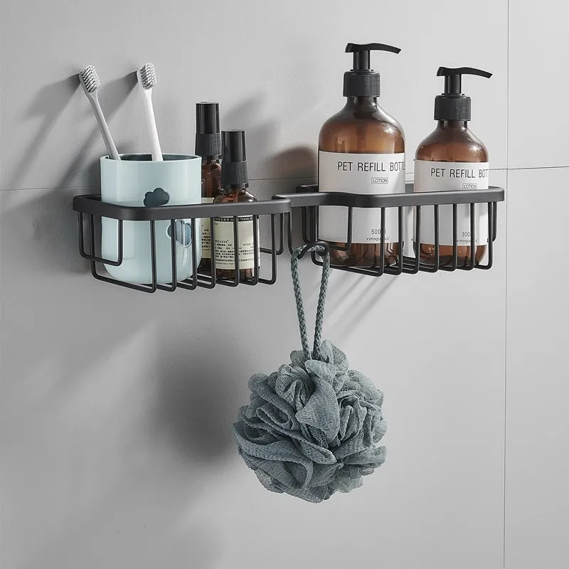 Алюминиевая корзина WZLY без отверстий однослойная полка для хранения шампуня