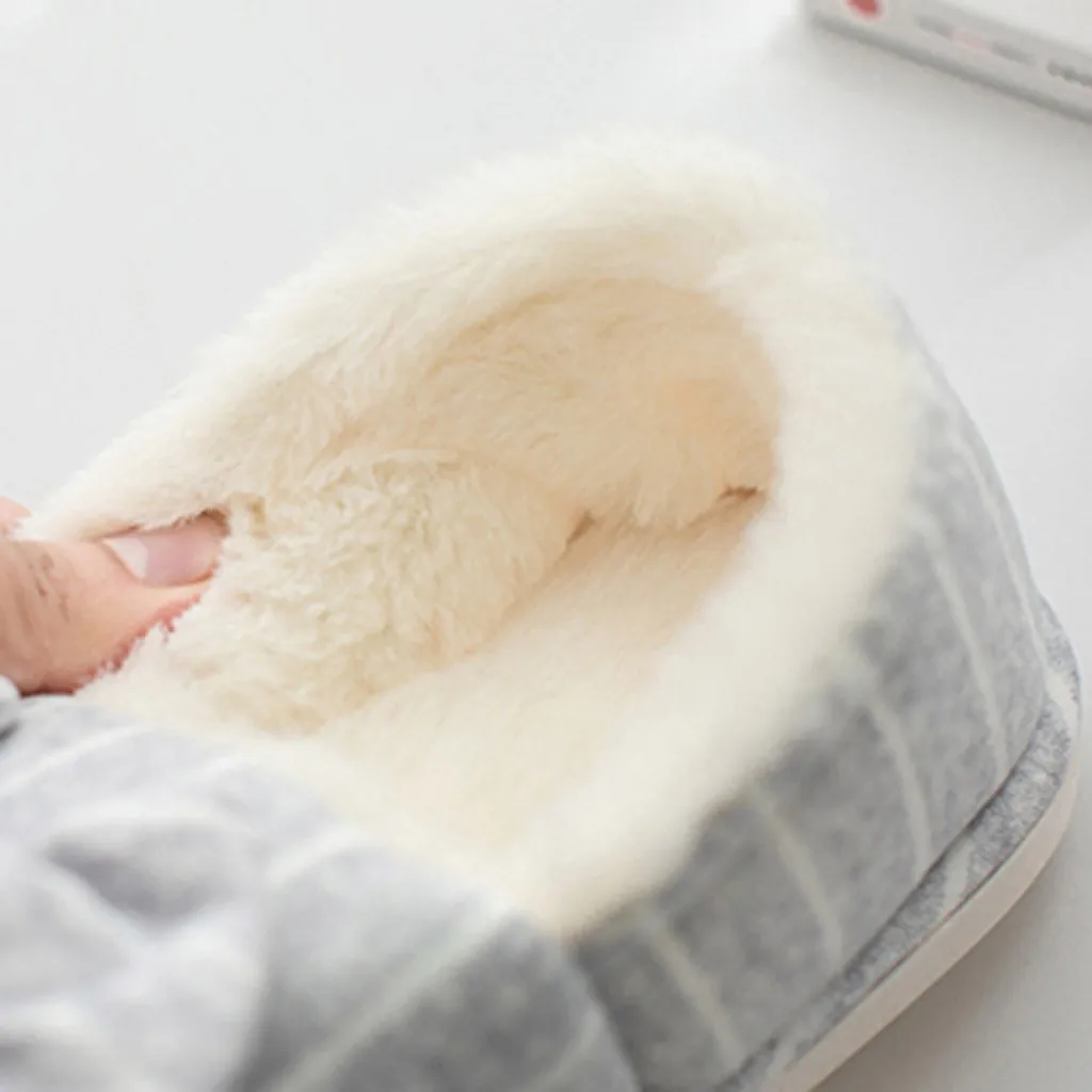 

New Arrival Bow Cotton Women Slippers Skid Warm Stripes Winter Slippers Soft Indoor Shoes Flat Pregnant Women Home Slippers