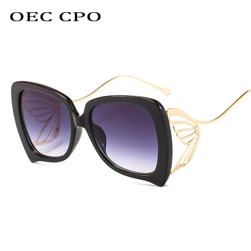 OEC CPO солнцезащитные очки большого размера с бабочками Женские Модные новейшие