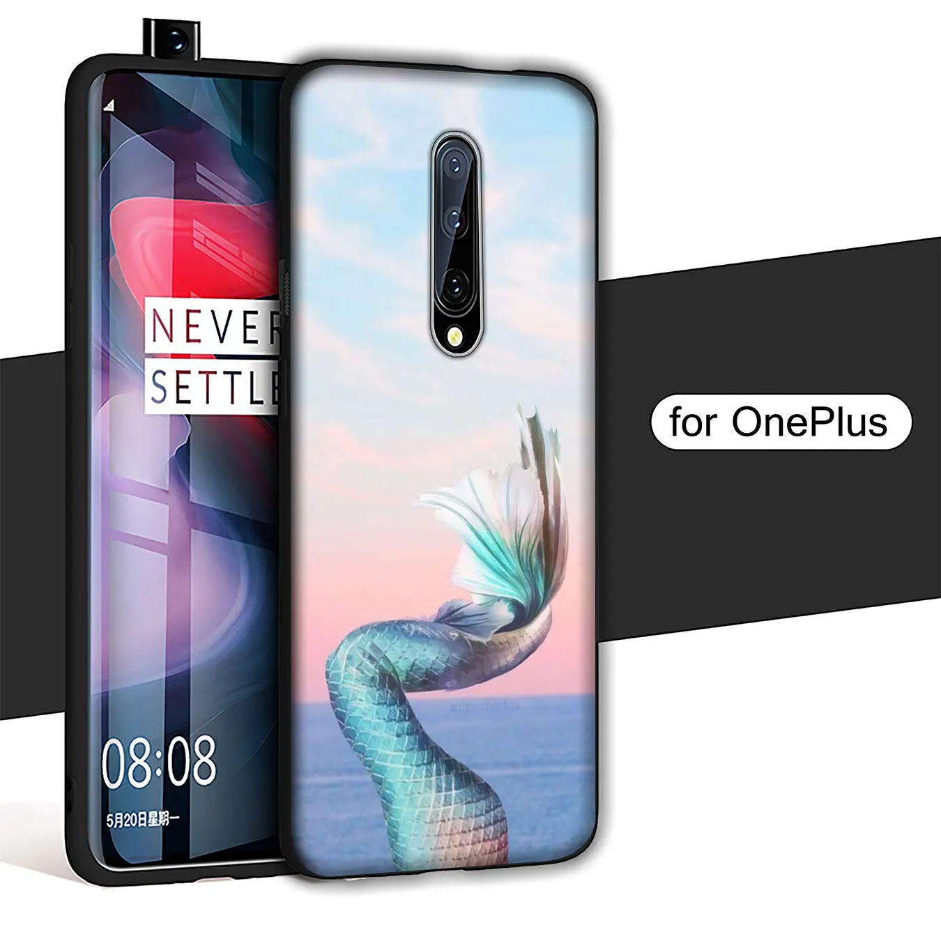 IYICAO Мягкий силиконовый чехол для телефона с хвостом русалки Oneplus 7T 7 Pro 6T 5T черный