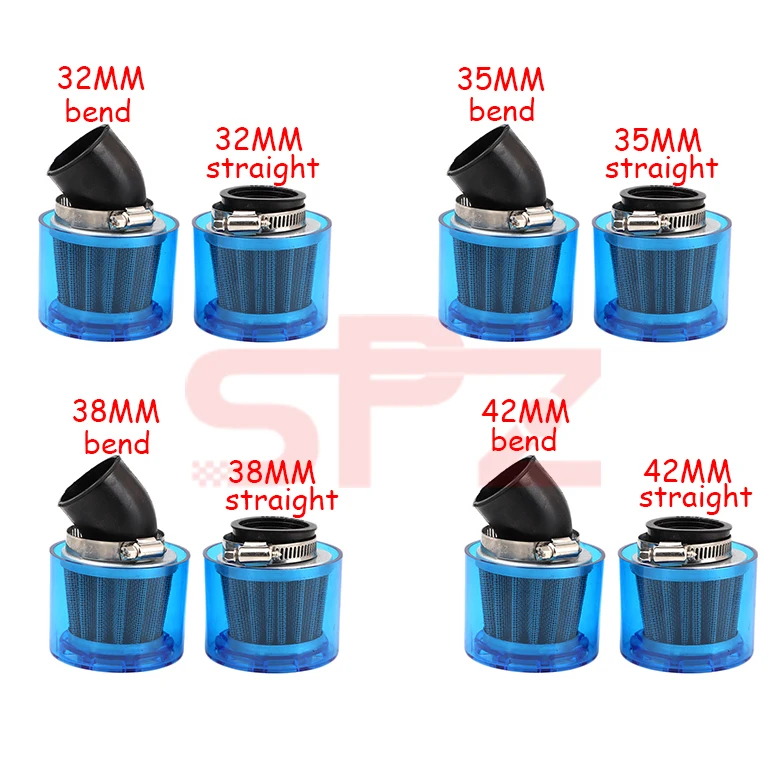 

High quality blue 32mm 35mm 38mm 42mm straight and curved motorcycle motorcycle air filter 50CC-250CC dirt bike splash water