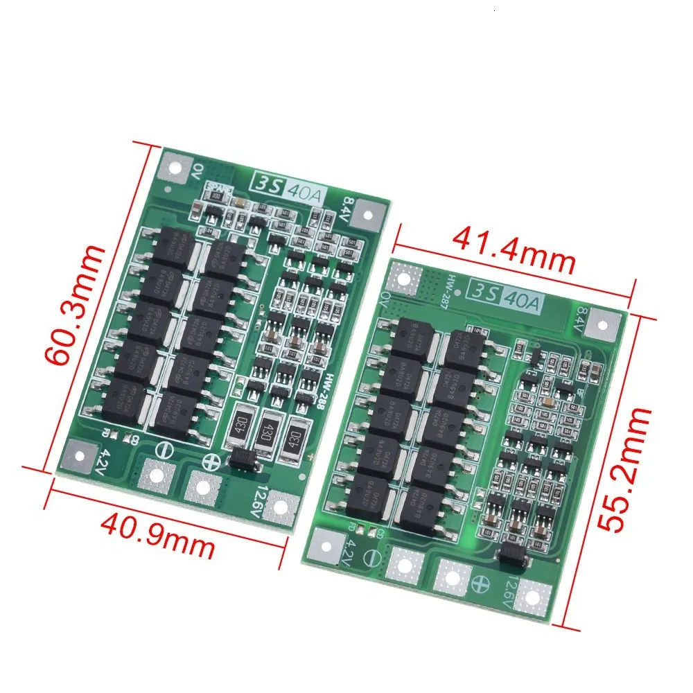 3 S/4S 40A 60A литий-ионный аккумулятор Защитная плата 18650 BMS для электродвигателя 11,1 V 12,6 V/14,8 V 16,8 V