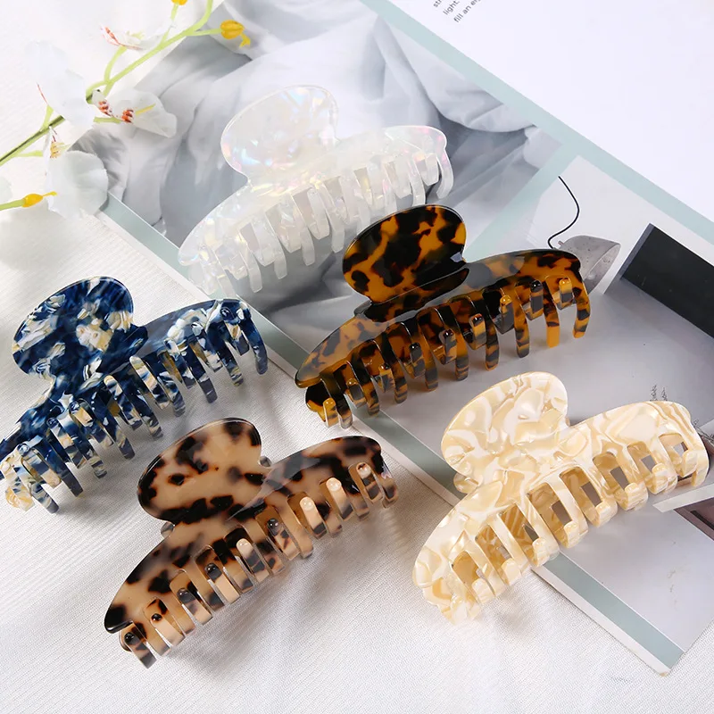 

Ladies Temperament Simple Hairpin Girl Fashion vinegar fibers Geometric hair catch hollow large catch clip hair accessories
