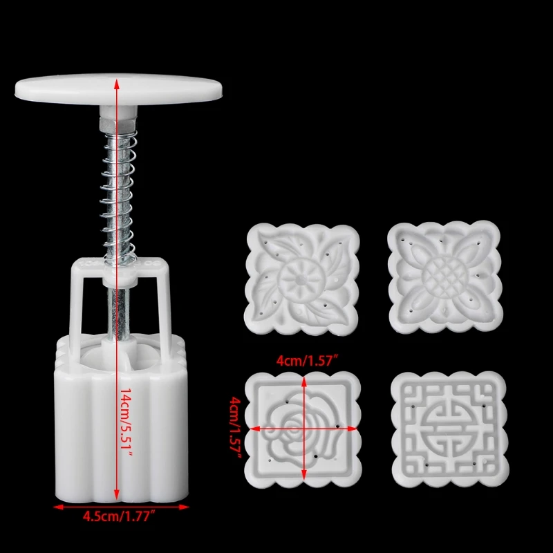 

5Pcs Stamps 50g Square Flower Moon Cake Mold Mould Pastry Mooncake Hand DIY Tool