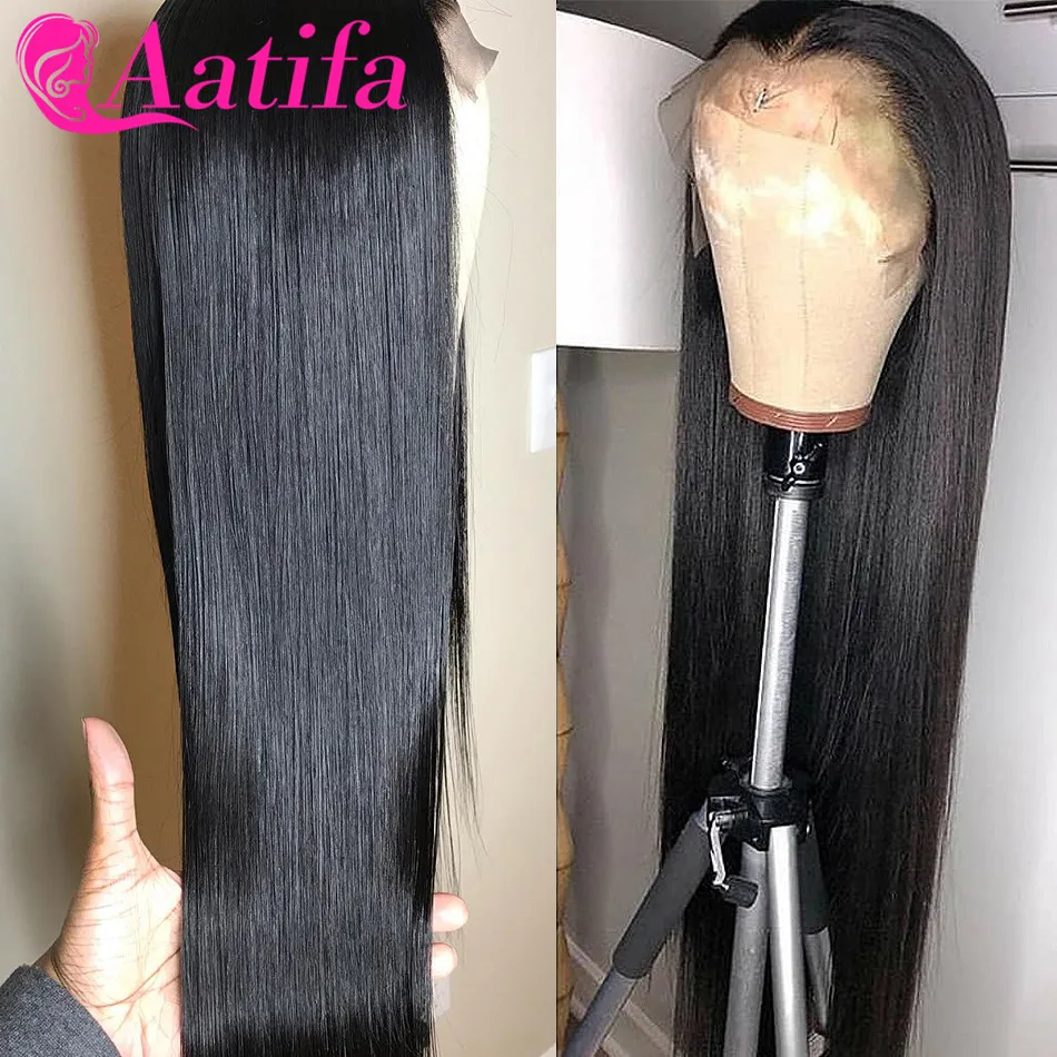 Transparent Lace Front Wigs 13x4 Peruvian Human Hair Wigs Pre-Plucked With Baby Hair Aatifa Remy For Black Women T Part Lace