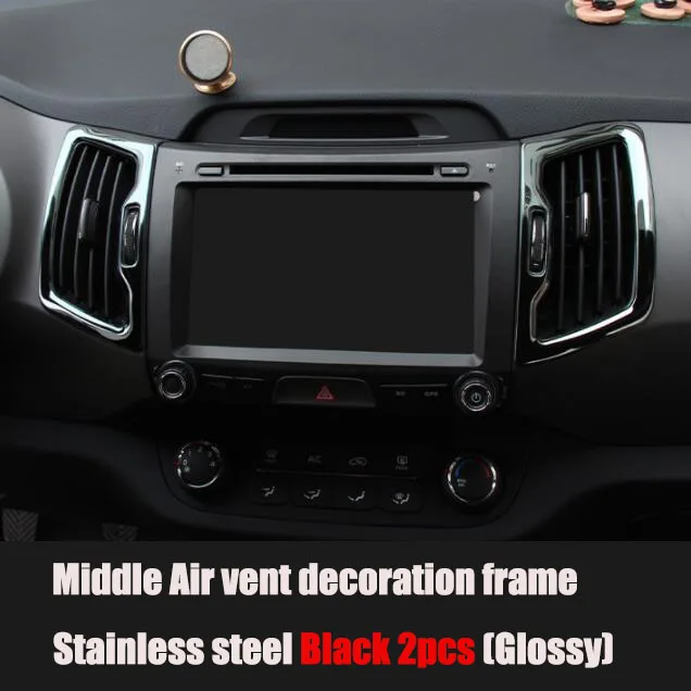 Steel Black 2pcs Для Kia Sportage 2011 2012 2013-, автомобильный Стайлинг, кондиционер, вентиляционное отверстие, декоративная отделка, наклейка, автомобильные аксессуары - Цвет: Steel Black 2pcs