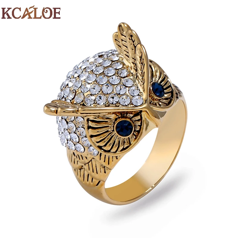 Кольцо с большой совой KCALOE кольцо из титана золотым и серебряным покрытием