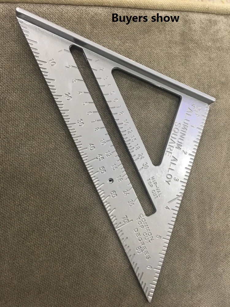 7 Inch Speed Square Metric Measuring Ruler Carpenter Triangle Angle Protractor Miter Framing Tri-square Line Scriber Saw Guide
