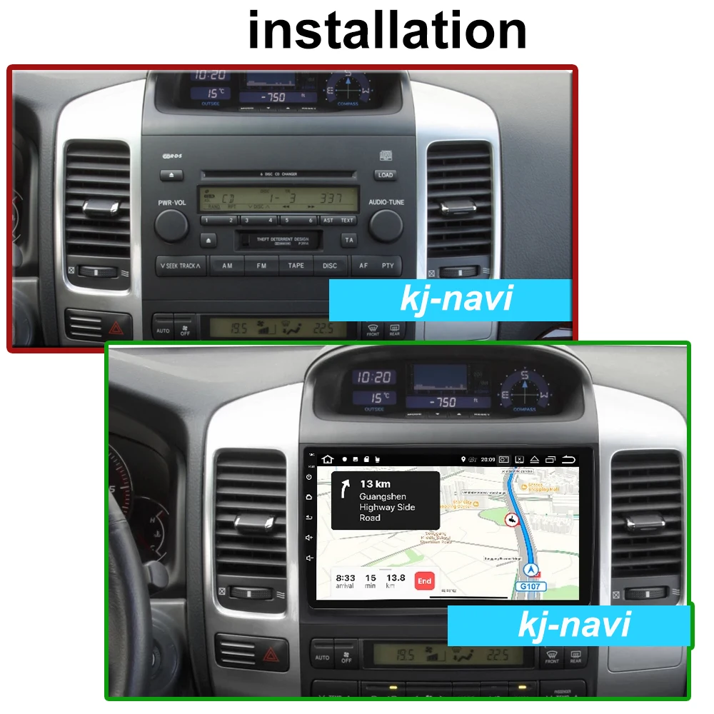 Автомобильный мультимедийный плеер с GPS-навигацией Android 12 для Toyota Land Cruiser Prado 120