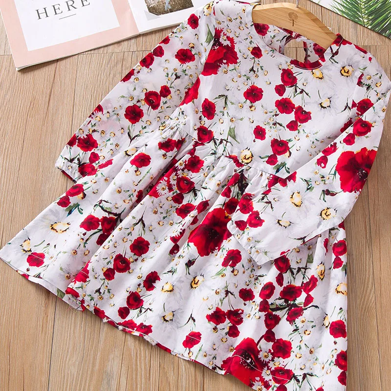 Kids Girl Dress Cute SchoolGirl Cloth Sleeveless Flower Print Cotton and Linen Floral Baby Spring Summer Dresses | Детская одежда и