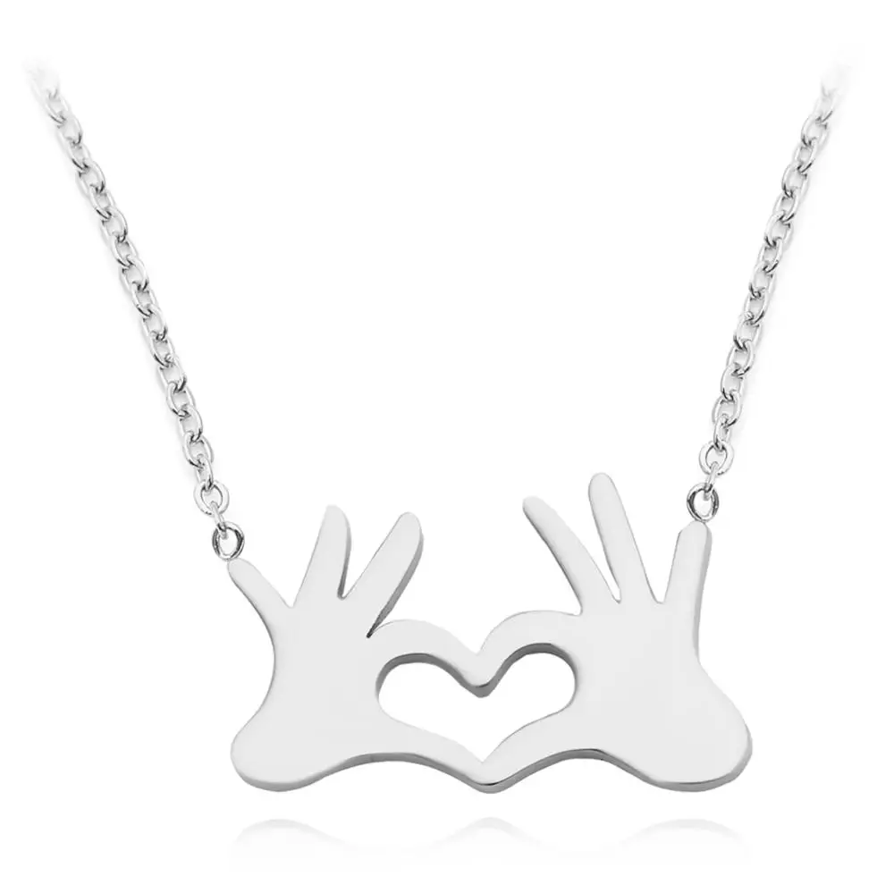 Двойной ручной OK жесты кулон ожерелье для женщин ювелирные изделия нержавеющей