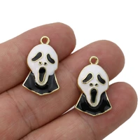 5pcs enamel gold color ghost evil charm pendant for jewelry making necklace bracelet earrings diy accessories craft