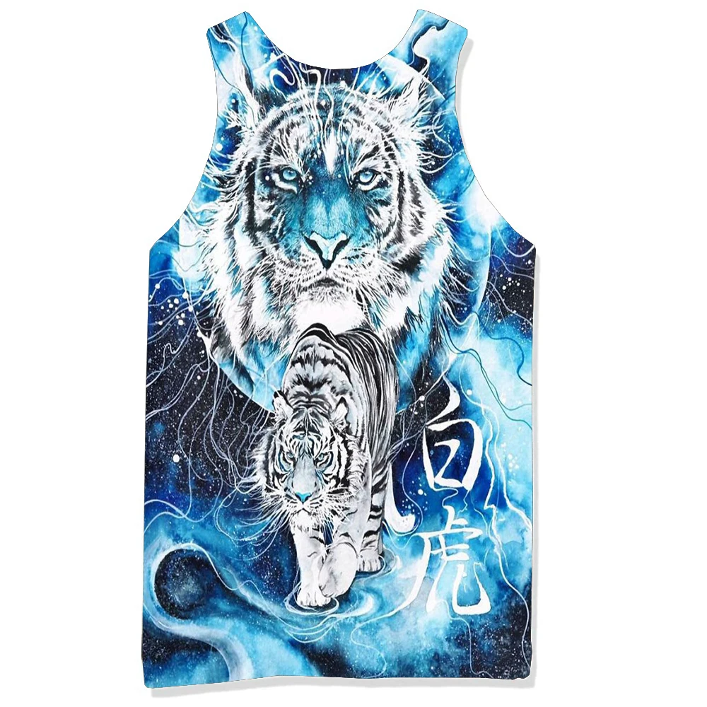 Майка UNEY с белым тигром для мужчин и женщин Пляжная рубашка без рукавов в виде