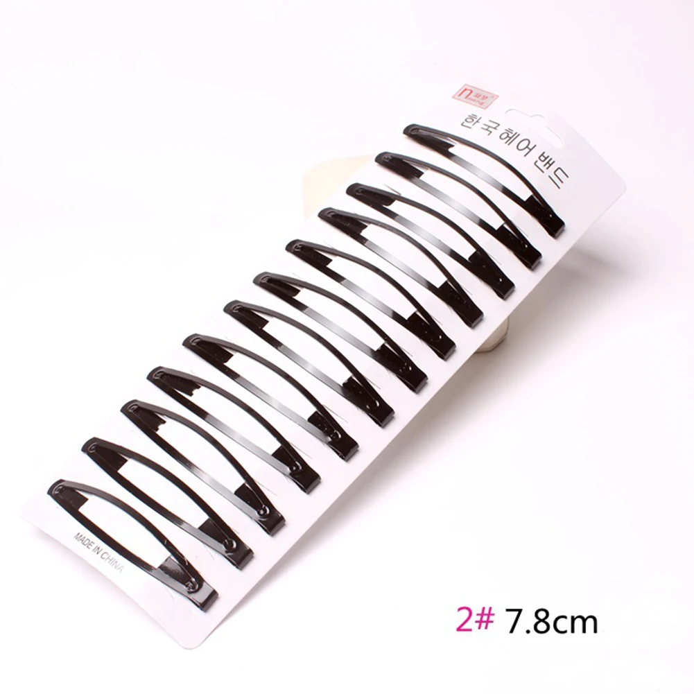 

12Pcs Cute 5.7CM Hair Clips Pins Metal Snap Hair Accessories For Girls BB Hairpins Black Headbands For Kids Hairgrips Styling