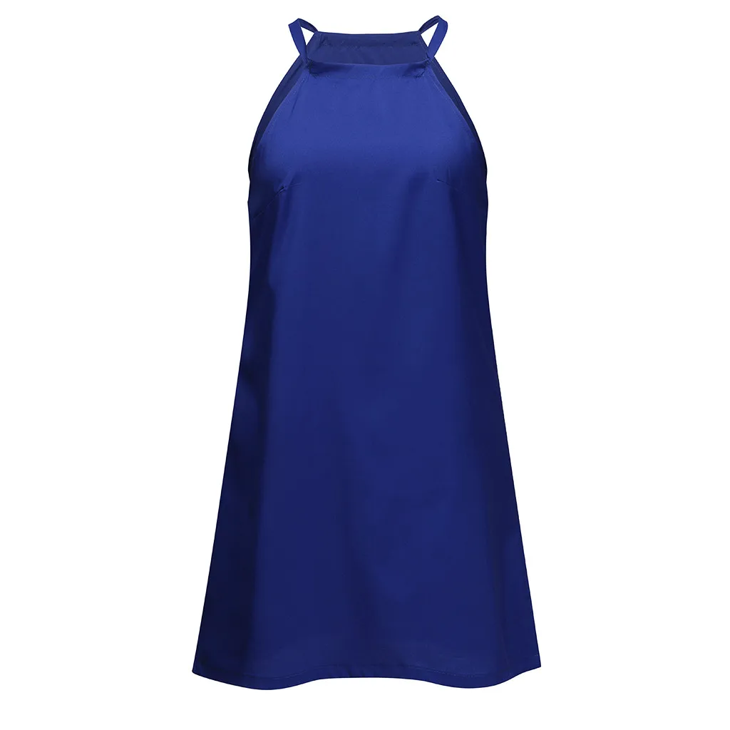 

Sexy Women's Dress Summer Casual Halter Neck Sleeveless Solid Color Mini Dress Ladies Loose Dress Vestidos De Verano