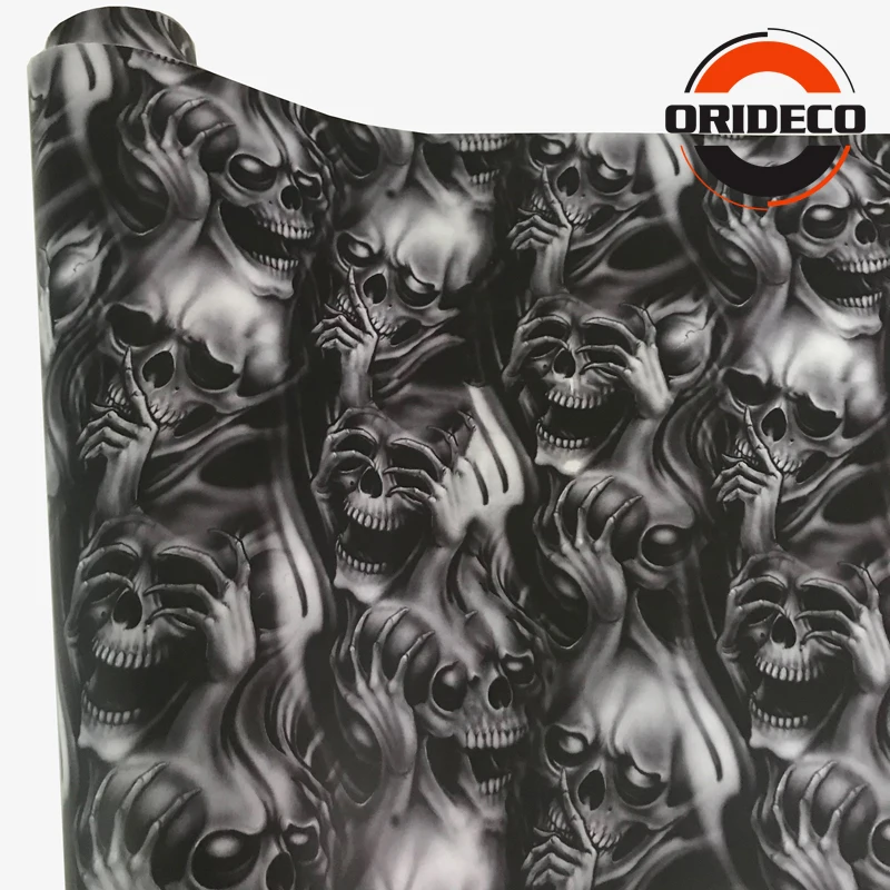50 см ширина черный серый череп камуфляжная виниловая пленка автомобильная