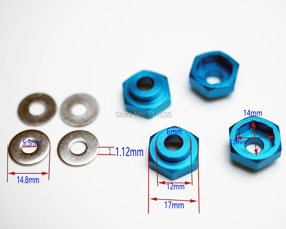 

12mm to 17mm Wheel Adapter Drive Hub Combiner Hexagonal Hex Hole 6mm Parts For HSP 1/10 1/8 RC Car buggy monster Bigfoot Truck