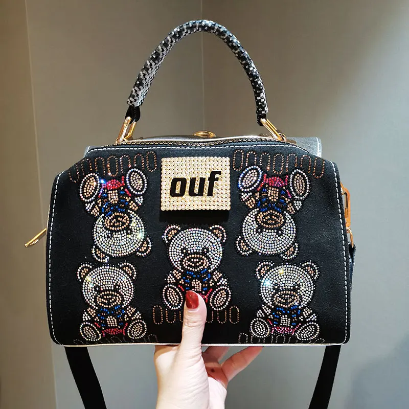 

Ita Rhinestone Women's Bags Cute Bear Tote Shoulder Crossbody Top Handle Handbag Short-distance Travel Bag Bolso Mujer
