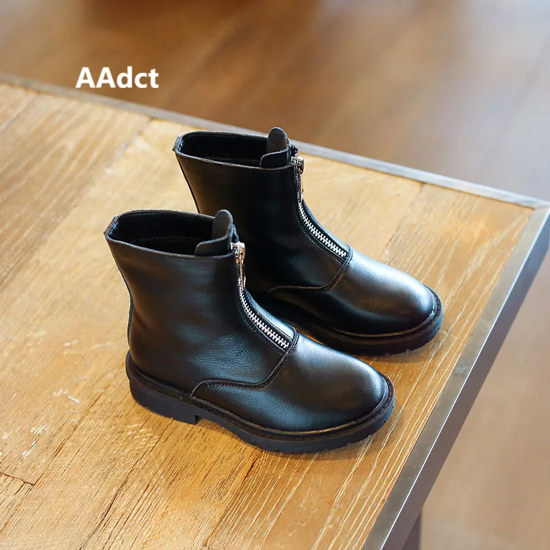 Black low-cut AAdct/сапоги для девочек; новые детские высокие сапоги для девочек; брендовая зимняя хлопковая детская обувь принцессы - Цвет: Black low-cut