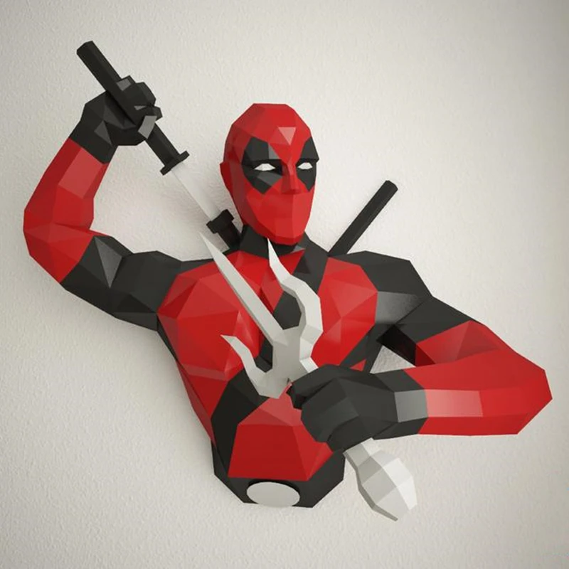 

2021 Venom Falcon Panther Captain 3D Papercraft Home Wall Decoration Super Hero Paper Model DIY Puzzle Deadpool Toys Low Poly
