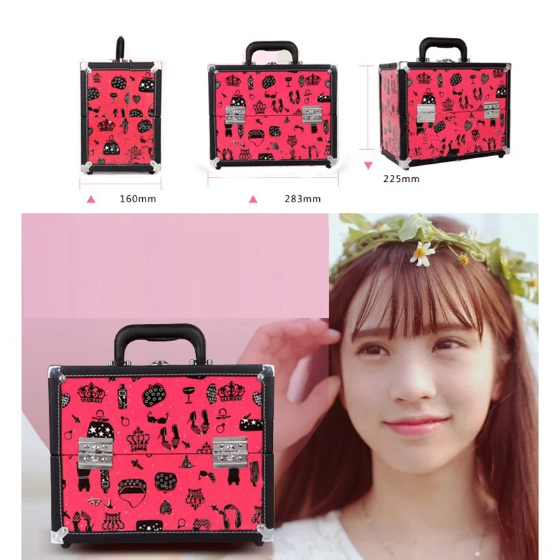 

Portable Cosmetic Case Portable Large Capacity Beauty Cosmetic Bag Aluminum Cosmetic Case Travel Organizer