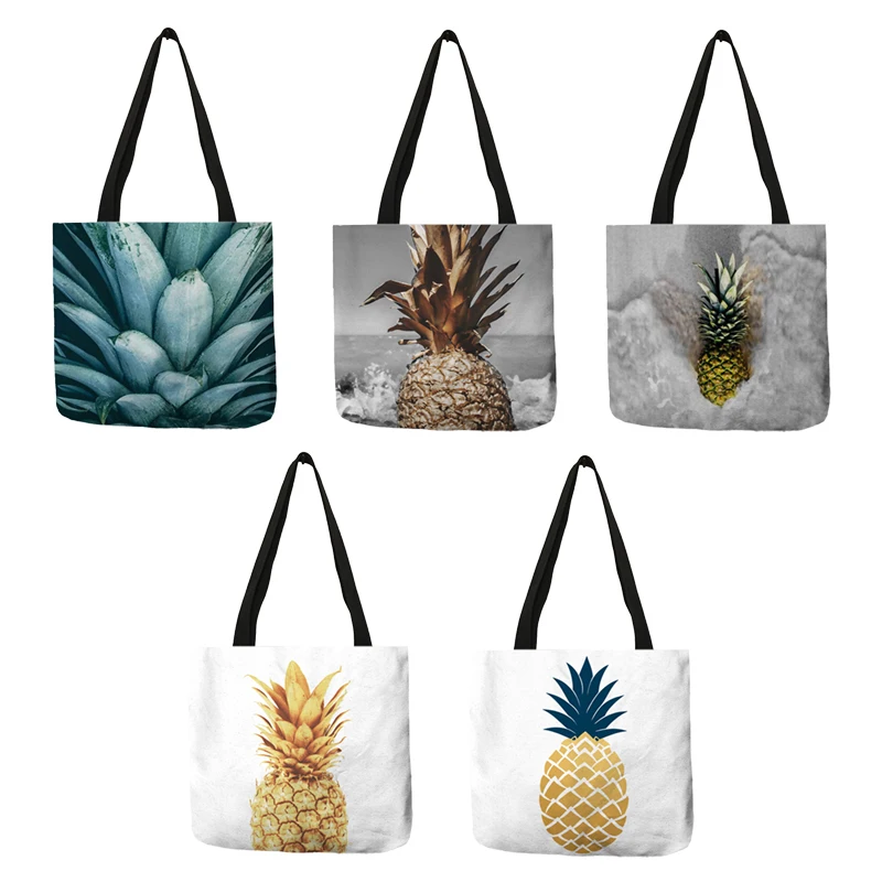 Персонализированная одежда с узором ананас сумки-шопперы для женщин Эко льняной
