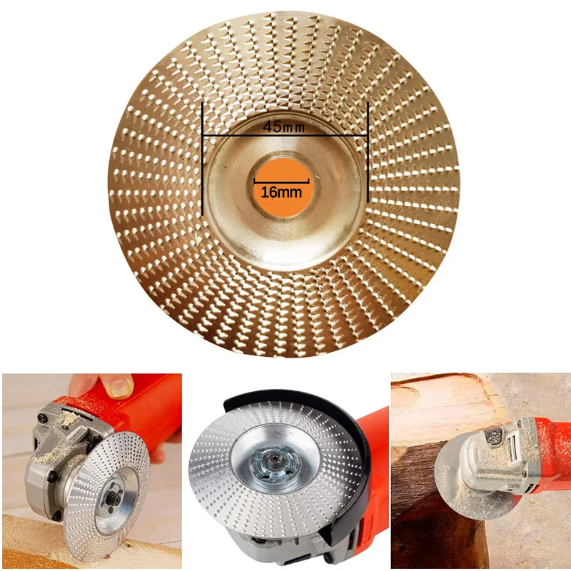 

Round Wood Angle Grinding Wheel Abrasive Disc 100mm Angle Grinder Carbide Coating 16mm Bore Shaping Sanding Carving Rotary Tool