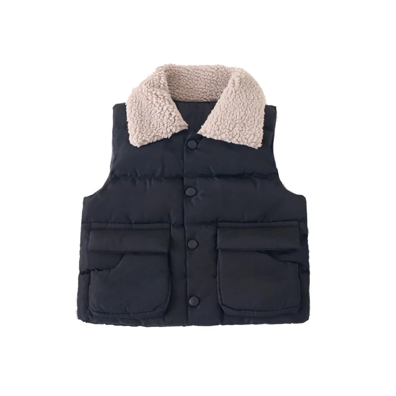 Детский жилет с меховым воротником пуховая хлопковая одежда для девочек Colete Infantil