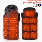 Жилет мужской с электроподогревом, спортивная одежда для кемпинга, 9 зон, графеновое теплое пальто с USB-зарядкой