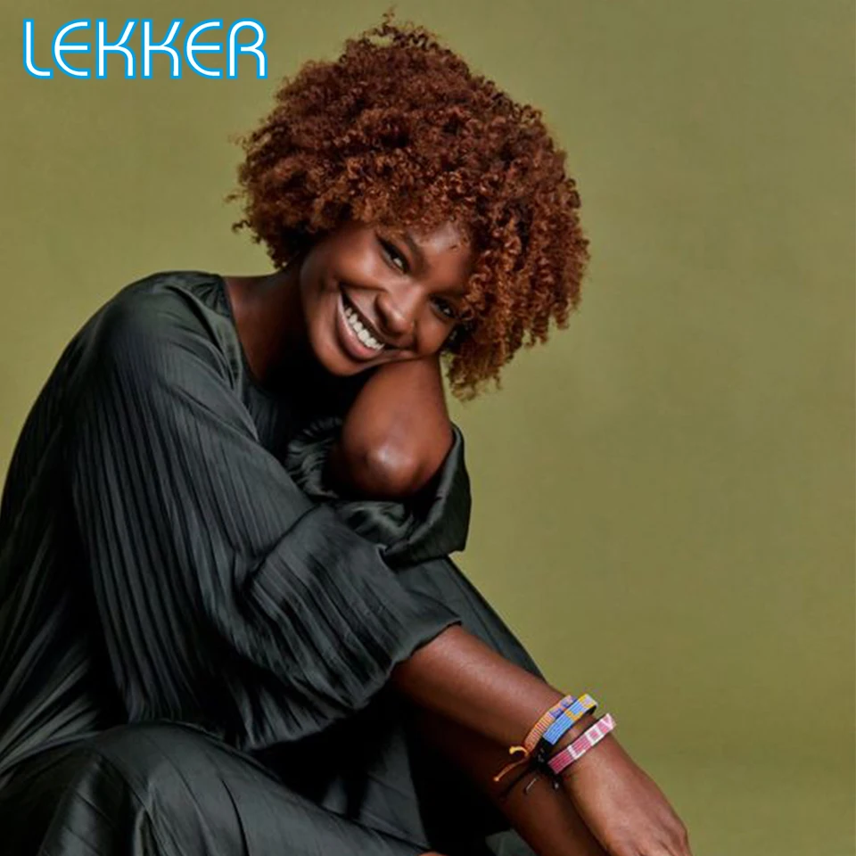 Короткие вьющиеся парики Lekker афро кудрявые человеческие волосы с челкой для