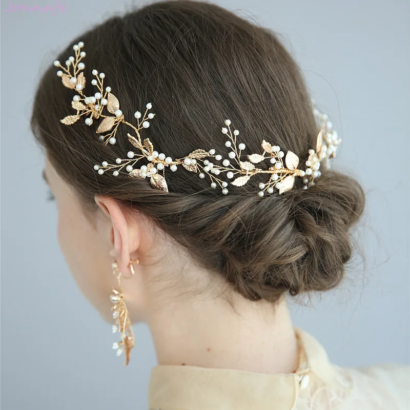 Jonnafe Boho сусальное золото свадебные расческа для длинных волос жемчугом Свадебные