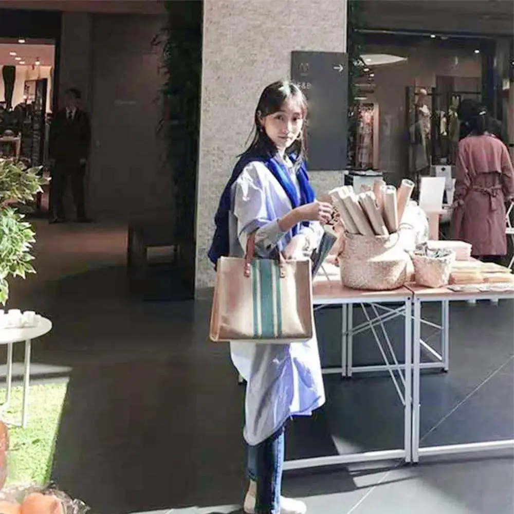 

Woman Bag Women Handbag Straw Linen Beach Bag Big Tote Handbag For Woman Color Matching Weave Handbag Bolso Paja HOT