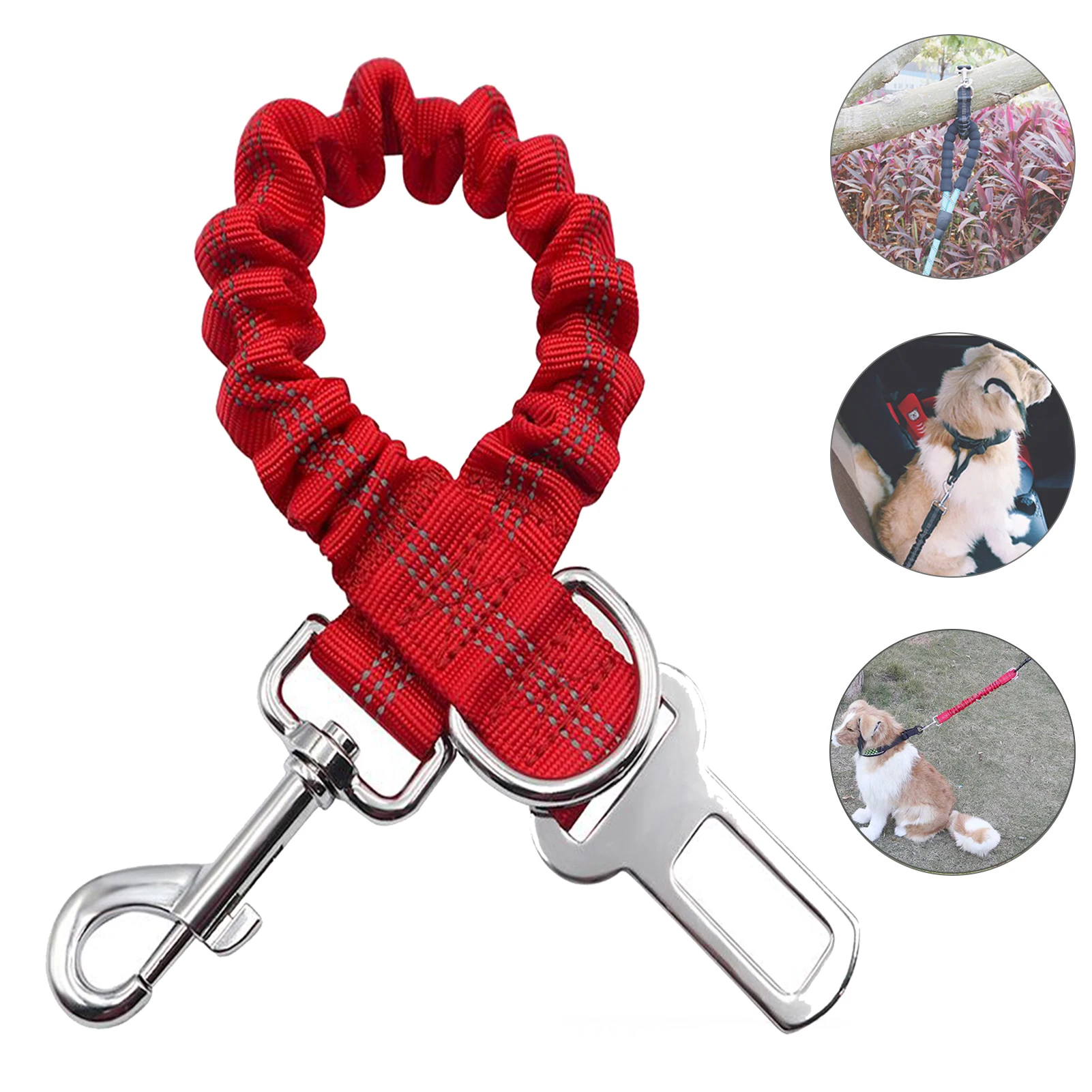 

Traction Rope For Dog Dog Seat Belt 3-in-1 Multifunctional Pet Safety Belt Reflective Dog Car Harness with Seatbelt Buckle