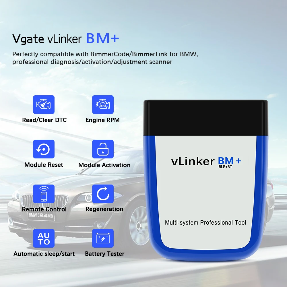 Vgate vLinker BM+ ELM327 V2.2 For BMW OBD Scanner Bluetooth 4.0-compatibl Wifi OBD2 Car Diagnostic Auto Tool For BMW Bimmercode