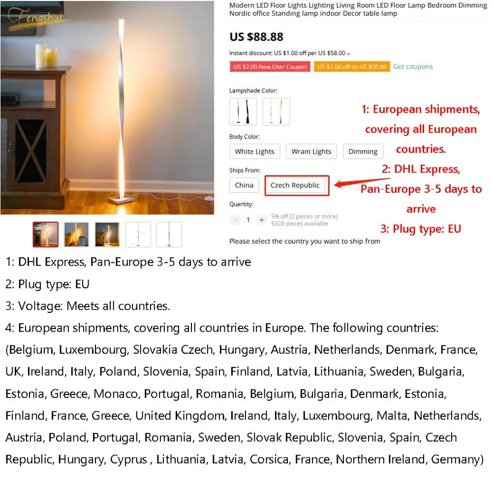 Современные светодиодные напольные светильники освещение для гостиной