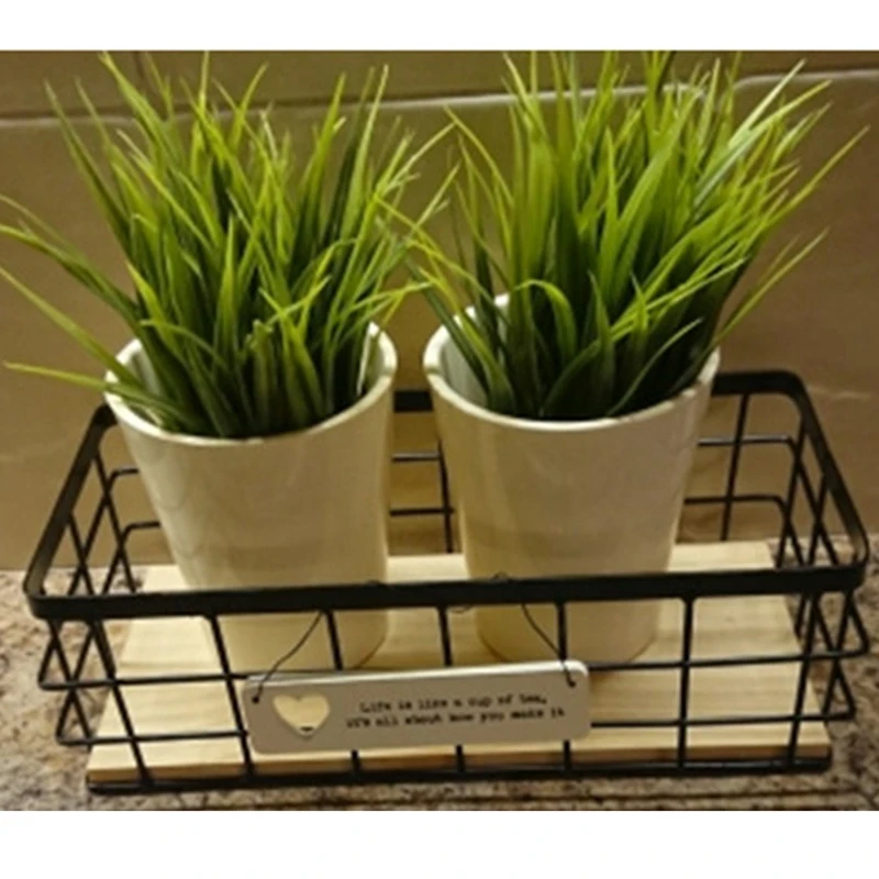 Железная настенная полка с деревянной доской подвесная корзина для хранения