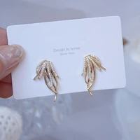 rhinestone statement earrings geometric sway leaf stud earrings for women crystal luxury wedding gift anti allergy