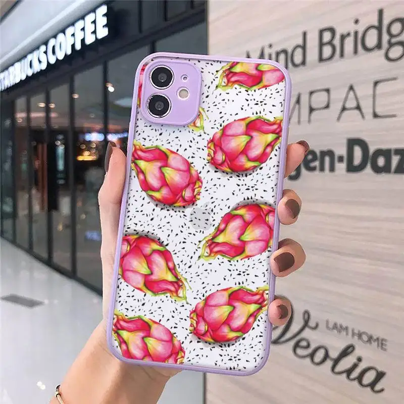 

Cartoon fruit cute dragon fruit kiwi Phone Case Matte Transparent for iPhone 7 8 11 12 s mini pro X XS XR MAX Plus cover funda