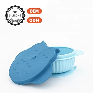 Мультяшная миска с присоской Совы с крышкой, тарелка для еды для детей, изолированная миска для еды, тарелка для ребенка