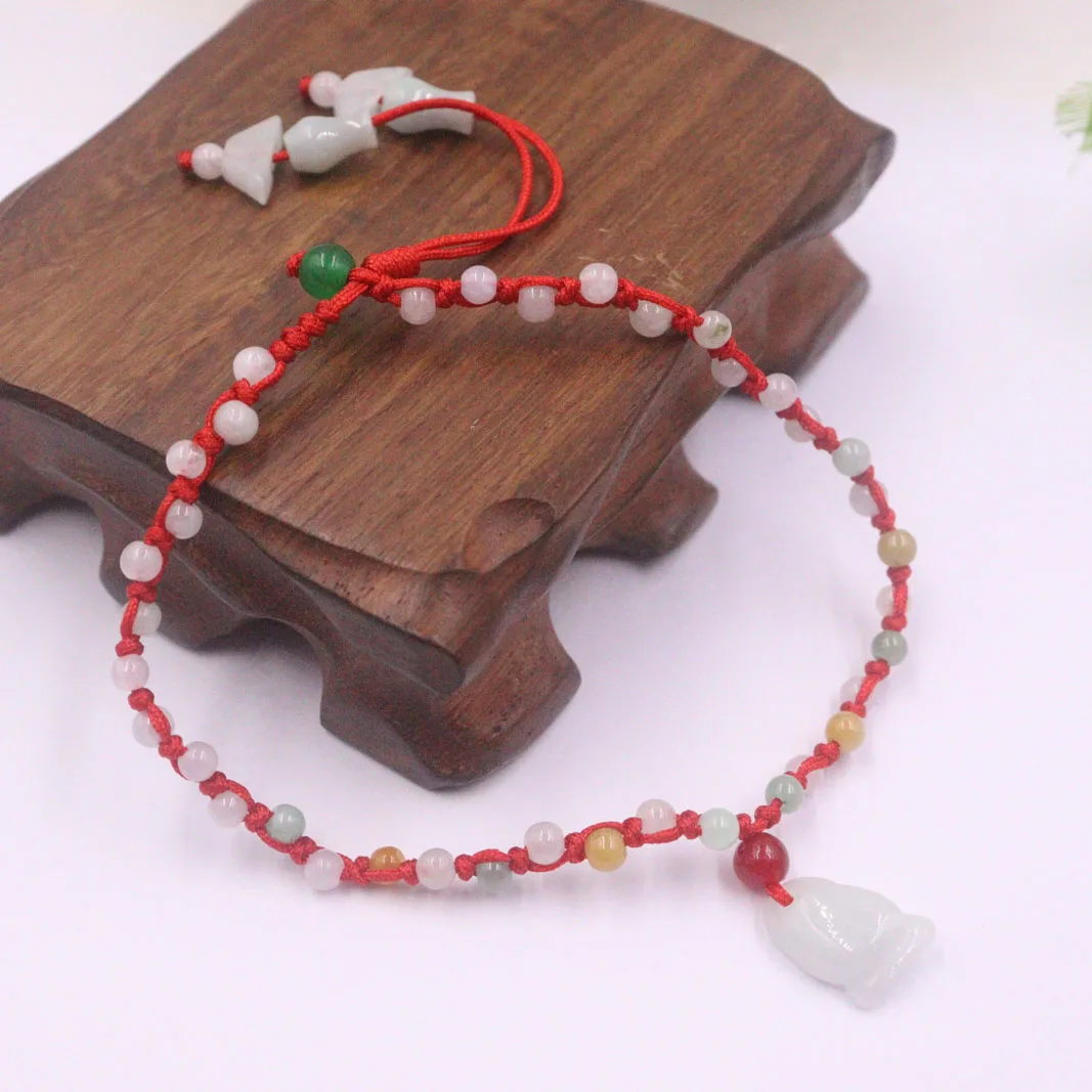 Настоящий натуральный нефрит Jadeite ножной браслет изящный Шарм круглые амулеты