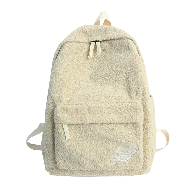 

Simple Plush Backpack Women Winter Style Shoulder School Bag for Teenage Girls College 14 Inch Laptop School Backpacks Ladies