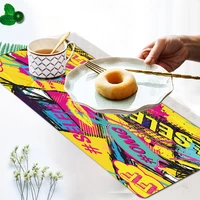 kitchen placemat coaster pu leather heat resistant household rectangle table western style placemat kitchen accessories