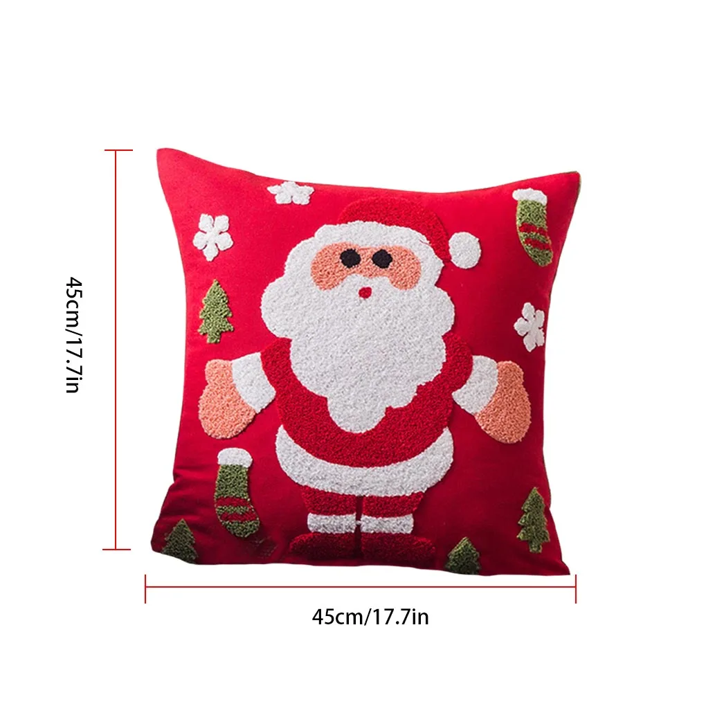 

45x45cm Christmas Throw Pillow Cover Cotton Linen Throw Pillow Cover Snow flacke Snowman Pillowcase Xmas Festival Decoration